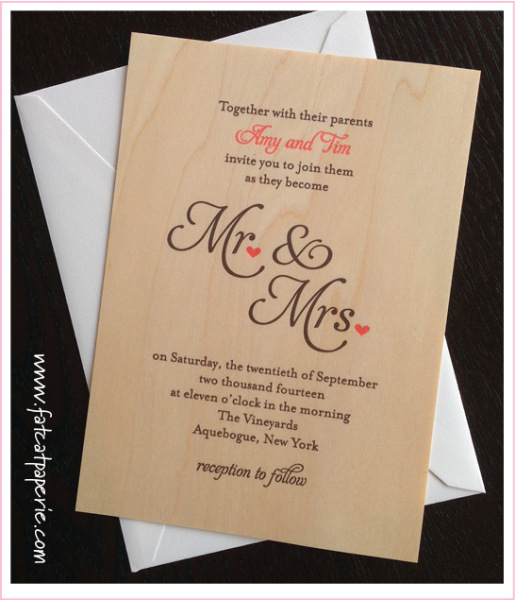 Woodgrain Letterpress Wedding Invitation
