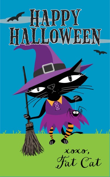 Happy Halloween, Fat Cat Dressed as a Witch