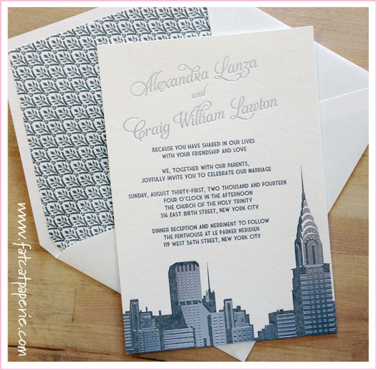 Fat Cat Paperie "Alexandra & Craig" Wedding Invitation featuring NYC's Chrysler Building 