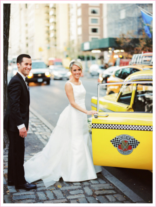 Caitlin and Kevin NYC Taxi Wedding Photo