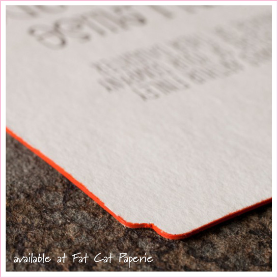 Palmer by Smock, special shape invitation with a pop of orange edge paint