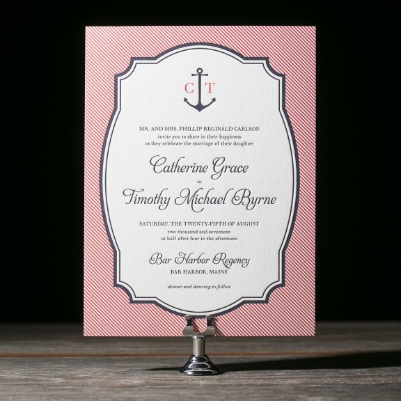 Harbor Beach by Bella Figura, Whimsical nautical invitation, letterpress