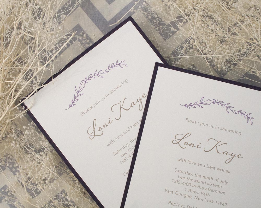 Loni's Bridal Shower Invitation, Purple and Lavender, Rustic, Leaf motif