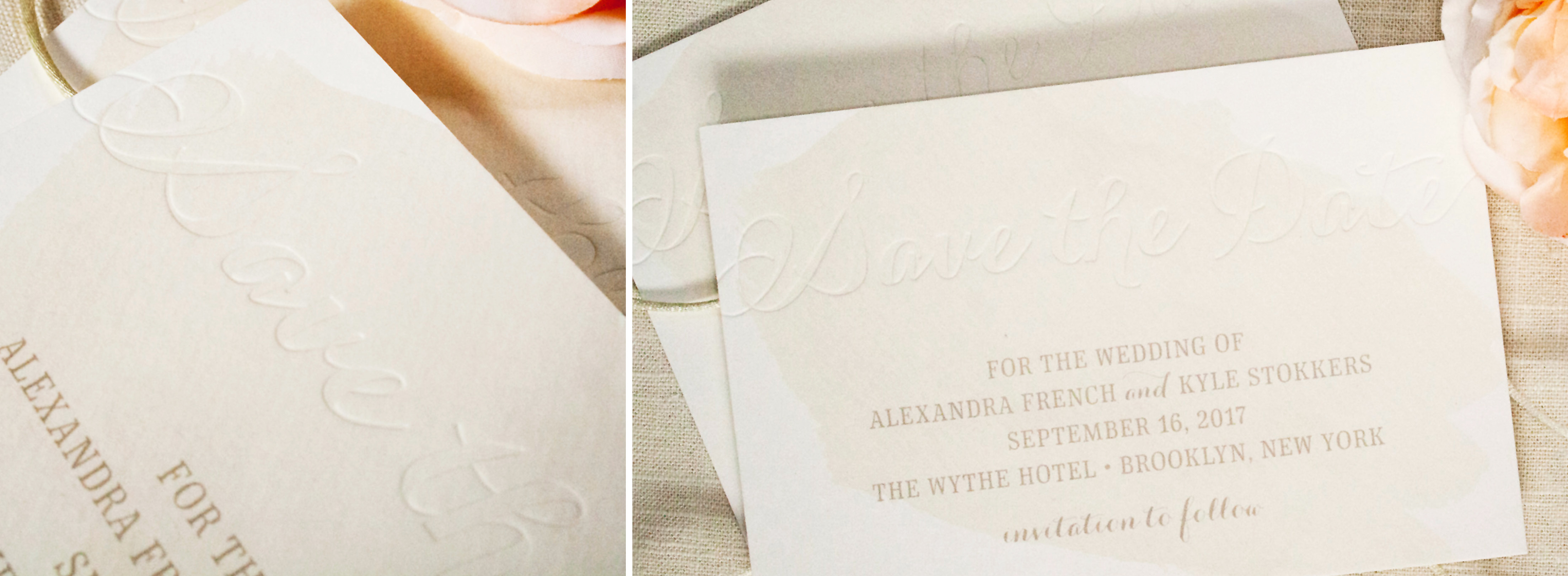 Watercolor Save the Date, Taupe Watercolor Wash with Blind Deboss Printing