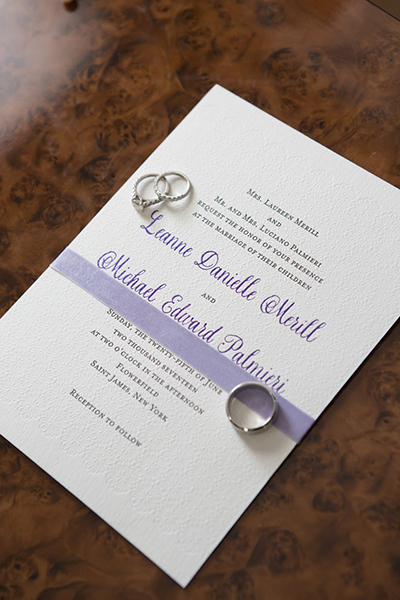 Purple Foil Wedding Invitation, Blind emboss pattern background, black letterpress
